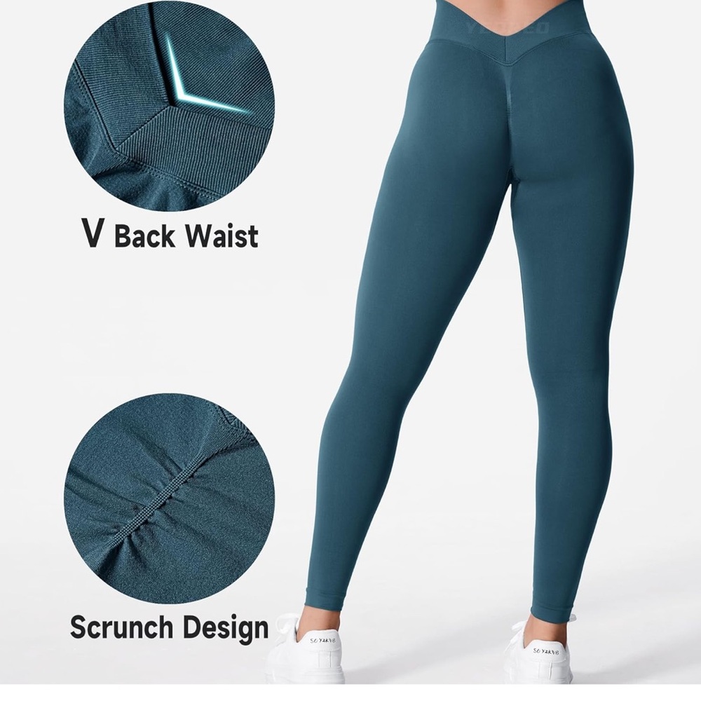 Blue teal scrunch v leggings